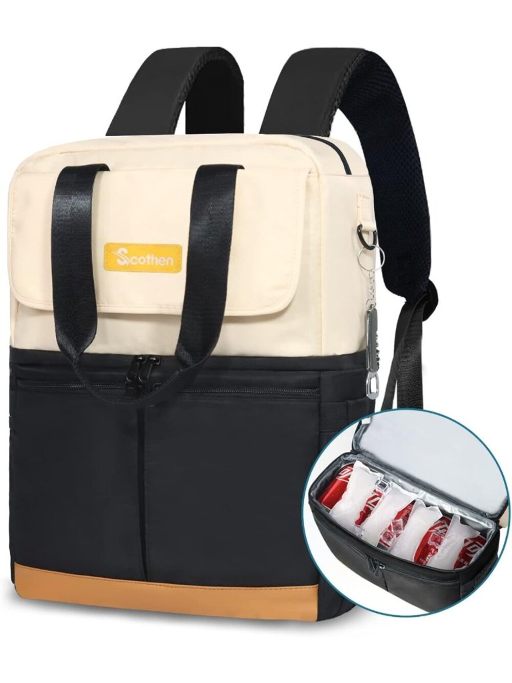 Stylish Insulated Backpack Cooler with Double Decker & 12 Ice Packs - 36 Can